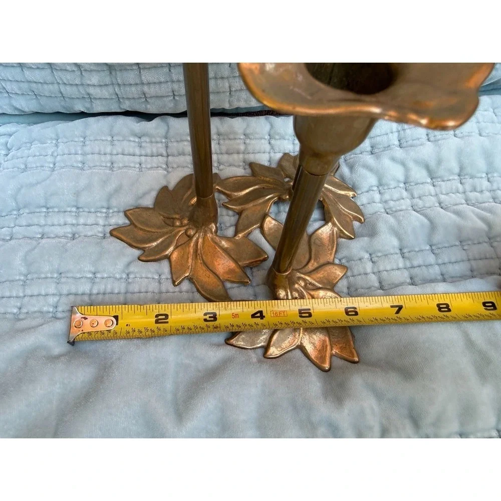 Vintage Italian Brass 3 Arm Candelabra Neoclassical Laurel Leaf Berries Gold
